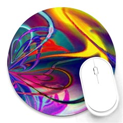 Colorful Rainbow Modern Paint Pattern 13 Round Mousepads by DinkovaArt