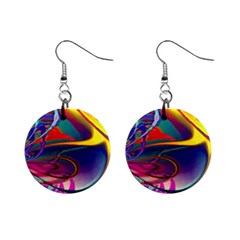 Colorful Rainbow Modern Paint Pattern 13 Mini Button Earrings by DinkovaArt