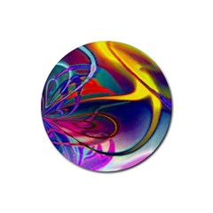 Colorful Rainbow Modern Paint Pattern 13 Rubber Coaster (round)  by DinkovaArt