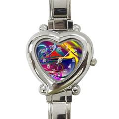 Colorful Rainbow Modern Paint Pattern 13 Heart Italian Charm Watch by DinkovaArt