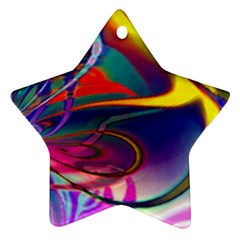 Colorful Rainbow Modern Paint Pattern 13 Star Ornament (two Sides) by DinkovaArt