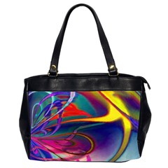 Colorful Rainbow Modern Paint Pattern 13 Oversize Office Handbag (2 Sides) by DinkovaArt