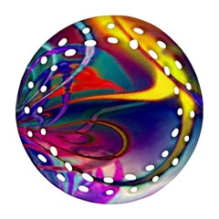 Colorful Rainbow Modern Paint Pattern 13 Round Filigree Ornament (two Sides) by DinkovaArt