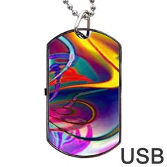 Colorful Rainbow Modern Paint Pattern 13 Dog Tag Usb Flash (one Side) by DinkovaArt