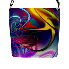 Colorful Rainbow Modern Paint Pattern 13 Flap Closure Messenger Bag (l) by DinkovaArt