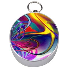 Colorful Rainbow Modern Paint Pattern 13 Silver Compasses by DinkovaArt