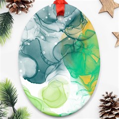 Orange And Green Alcohol Ink  Ornament (oval) by Dazzleway