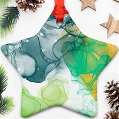 Orange And Green Alcohol Ink  Ornament (star)