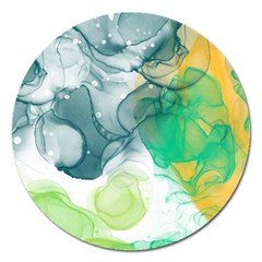 Orange And Green Alcohol Ink  Magnet 5  (round) by Dazzleway