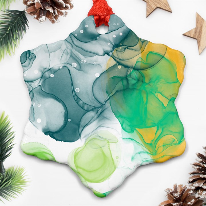 Orange and green alcohol ink  Ornament (Snowflake)