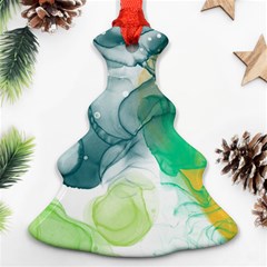 Orange And Green Alcohol Ink  Ornament (christmas Tree) 