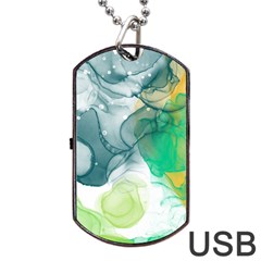 Orange And Green Alcohol Ink  Dog Tag Usb Flash (two Sides) by Dazzleway