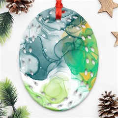 Orange And Green Alcohol Ink  Ornament (oval Filigree)