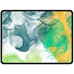 Orange And Green Alcohol Ink  Double Sided Fleece Blanket (large)  by Dazzleway