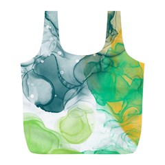 Orange And Green Alcohol Ink  Full Print Recycle Bag (l) by Dazzleway