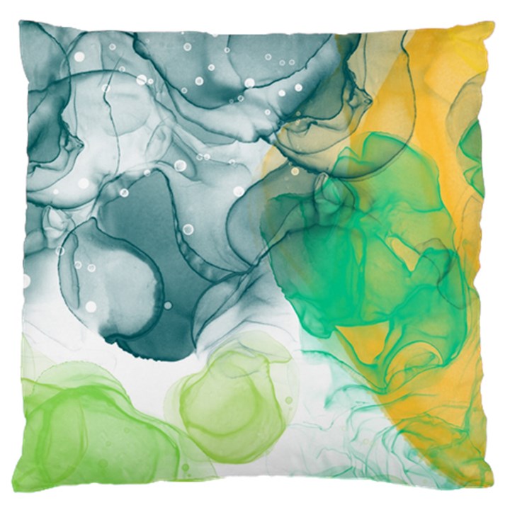 Orange and green alcohol ink  Large Flano Cushion Case (One Side)