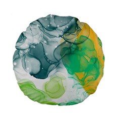 Orange And Green Alcohol Ink  Standard 15  Premium Flano Round Cushions by Dazzleway