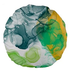 Orange And Green Alcohol Ink  Large 18  Premium Flano Round Cushions by Dazzleway