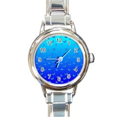 Butterflies At Blue, Two Color Tone Gradient Round Italian Charm Watch by Casemiro