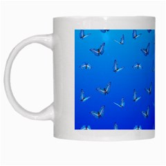 Butterflies At Blue, Two Color Tone Gradient White Mugs by Casemiro