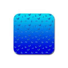 Butterflies At Blue, Two Color Tone Gradient Rubber Square Coaster (4 Pack)  by Casemiro