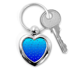 Butterflies At Blue, Two Color Tone Gradient Key Chain (heart) by Casemiro