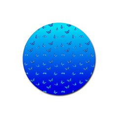 Butterflies At Blue, Two Color Tone Gradient Rubber Coaster (round)  by Casemiro