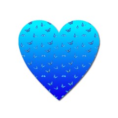 Butterflies At Blue, Two Color Tone Gradient Heart Magnet by Casemiro