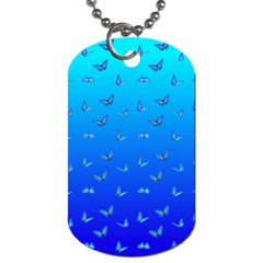 Butterflies At Blue, Two Color Tone Gradient Dog Tag (one Side) by Casemiro