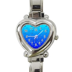 Butterflies At Blue, Two Color Tone Gradient Heart Italian Charm Watch by Casemiro