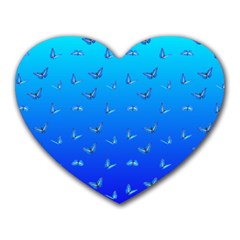 Butterflies At Blue, Two Color Tone Gradient Heart Mousepads by Casemiro