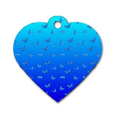 Butterflies At Blue, Two Color Tone Gradient Dog Tag Heart (one Side) by Casemiro