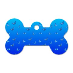 Butterflies At Blue, Two Color Tone Gradient Dog Tag Bone (two Sides) by Casemiro