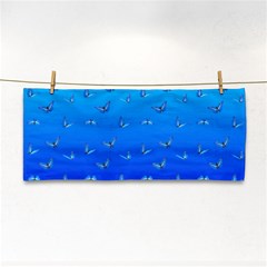 Butterflies At Blue, Two Color Tone Gradient Hand Towel by Casemiro