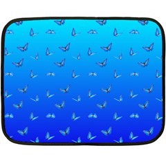 Butterflies At Blue, Two Color Tone Gradient Fleece Blanket (mini) by Casemiro