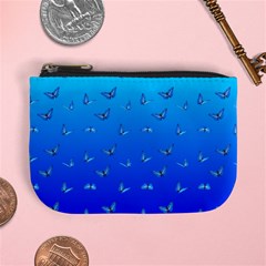 Butterflies At Blue, Two Color Tone Gradient Mini Coin Purse by Casemiro