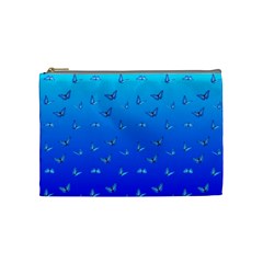 Butterflies At Blue, Two Color Tone Gradient Cosmetic Bag (medium) by Casemiro