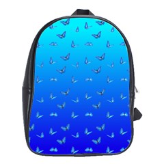 Butterflies At Blue, Two Color Tone Gradient School Bag (large) by Casemiro