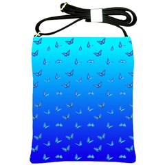 Butterflies At Blue, Two Color Tone Gradient Shoulder Sling Bag by Casemiro