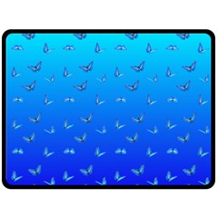 Butterflies At Blue, Two Color Tone Gradient Fleece Blanket (large)  by Casemiro