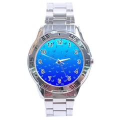 Butterflies At Blue, Two Color Tone Gradient Stainless Steel Analogue Watch by Casemiro