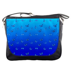 Butterflies At Blue, Two Color Tone Gradient Messenger Bag by Casemiro