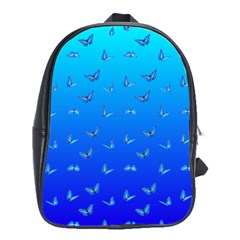 Butterflies At Blue, Two Color Tone Gradient School Bag (xl) by Casemiro