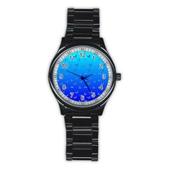 Butterflies At Blue, Two Color Tone Gradient Stainless Steel Round Watch by Casemiro