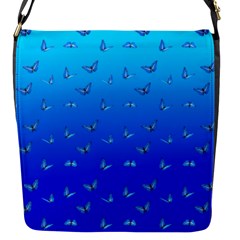 Butterflies At Blue, Two Color Tone Gradient Flap Closure Messenger Bag (s) by Casemiro