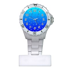 Butterflies At Blue, Two Color Tone Gradient Plastic Nurses Watch by Casemiro