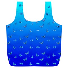 Butterflies At Blue, Two Color Tone Gradient Full Print Recycle Bag (xl) by Casemiro