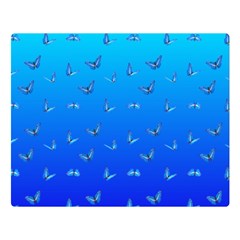 Butterflies At Blue, Two Color Tone Gradient Double Sided Flano Blanket (large)  by Casemiro