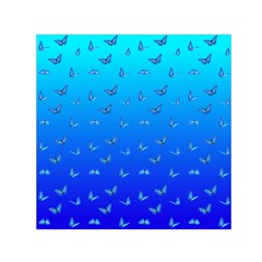 Butterflies At Blue, Two Color Tone Gradient Small Satin Scarf (square) by Casemiro