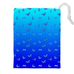 Butterflies At Blue, Two Color Tone Gradient Drawstring Pouch (5xl) by Casemiro